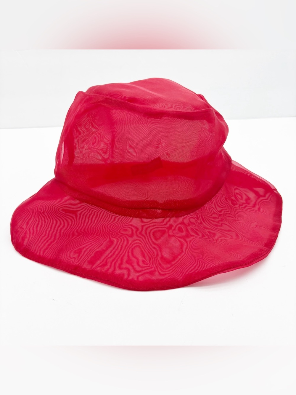 Gladys Tamez Millinery Red Sheer Organza Bucket Hat